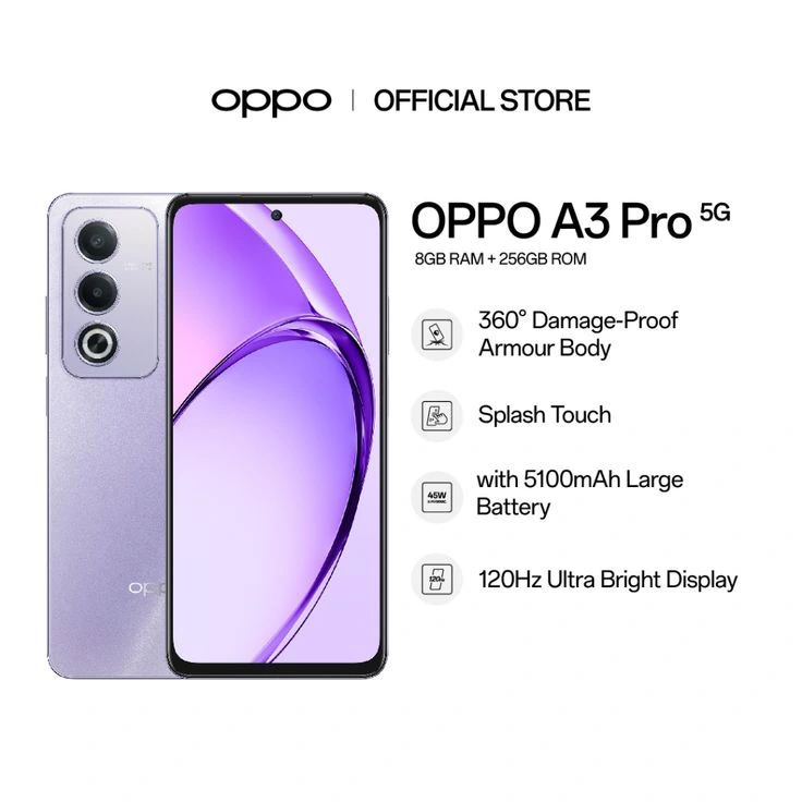 OPPO A3 Pro 6.7-inch 120Hz 3D curved AMOLED display with ultra-narrow bezels