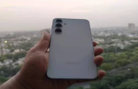 Samsung Galaxy A55 review showing back panel and camera module