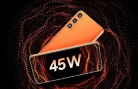 Samsung F55 review showing vegan leather back design and camera setup