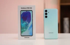 Samsung M55 review and durability test showing back panel