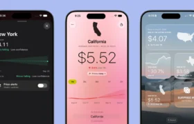 GasPulse App running on iPhone displaying gas price trends