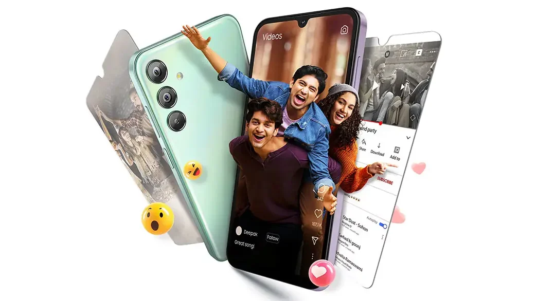 Samsung F15 Review displaying front screen and back panel