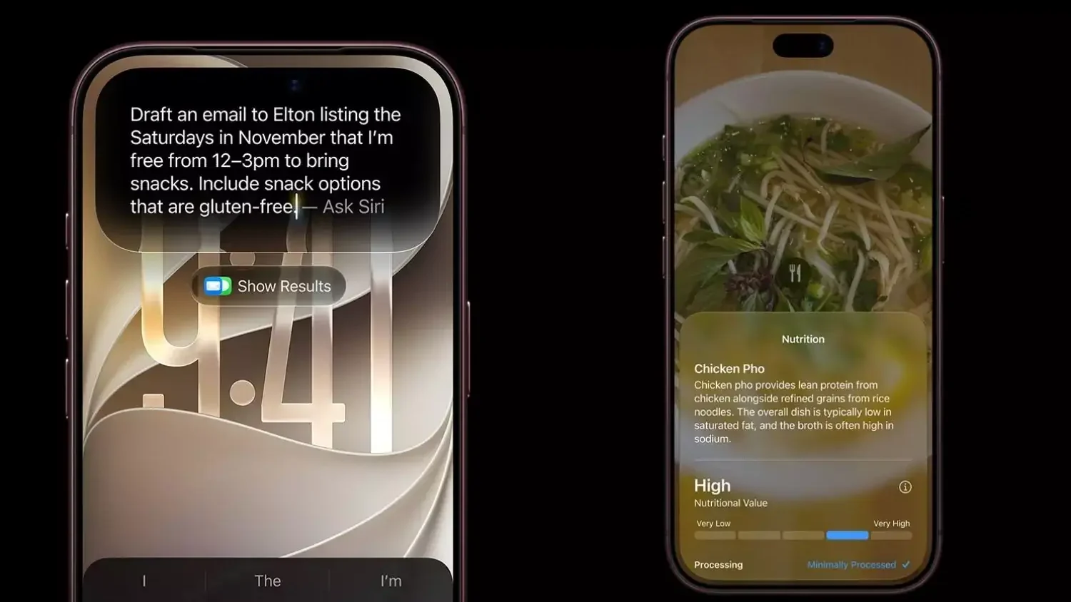 Siri AI Features display on iPhone screen
