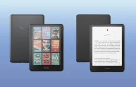 Amazon Kindle, Paperwhite, and Colorsoft 2026 lineup showing color and black and white e-ink screens