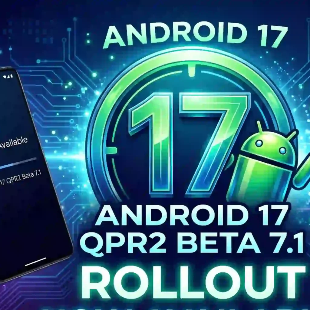 Android 17 QPR2 Beta 7.1 rollout interface running on a Google Pixel smartphone screen
