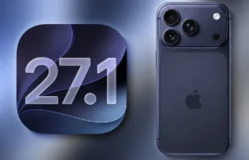 iOS 27.1 exclusive update showing on unfolded iPhone Duo display