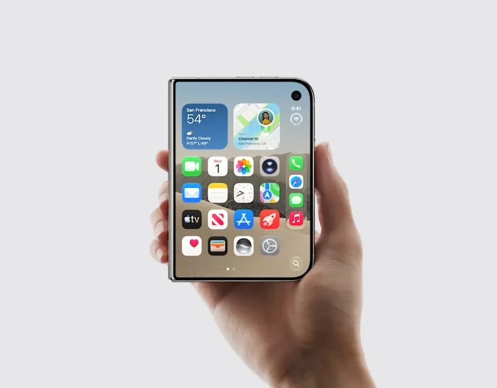 iPhone Duo Reachability feature demonstrated on the foldable OLED display