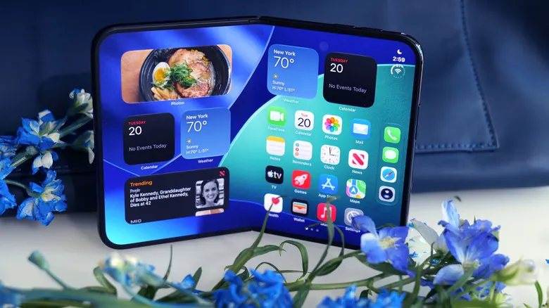 Apple iPhone Duo review showcasing inner folding display and titanium hinge