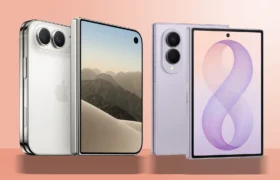 Apple versus Samsung foldable wars iPhone Duo beside Galaxy Z Fold
