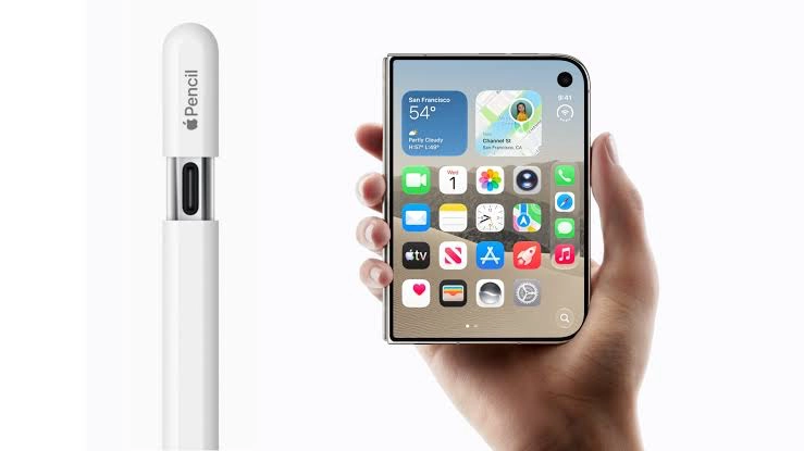 iPhone Duo Apple Pencil support active on dual folding OLED display