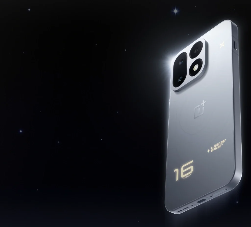 OnePlus 16 sales record celebration showcasing the flagship phone front and back