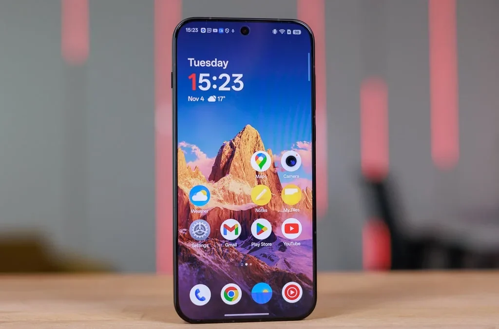 OnePlus 17 display upgrades showcasing a futuristic 240Hz smartphone screen.