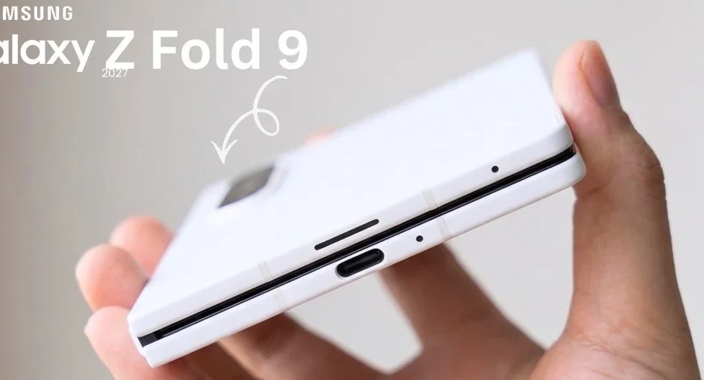 Samsung Galaxy Z Fold 9 ultra slim concept showing folding screen