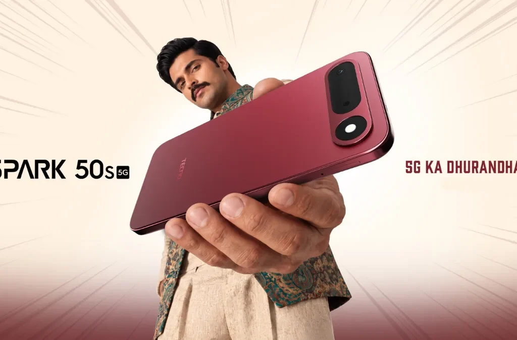 Tecno Spark 50S 5G launch date preview showing rear design in Burgundy Red