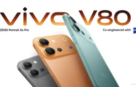 vivo V80 global launch showing slim design and triple camera module